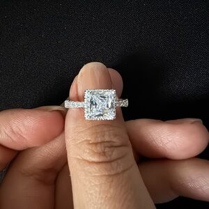 Elegant Silver Square-Cut Ring